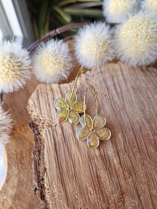 Boucles "Flora 🌸" anti gaspi Néon 💚💛🧡🩷.