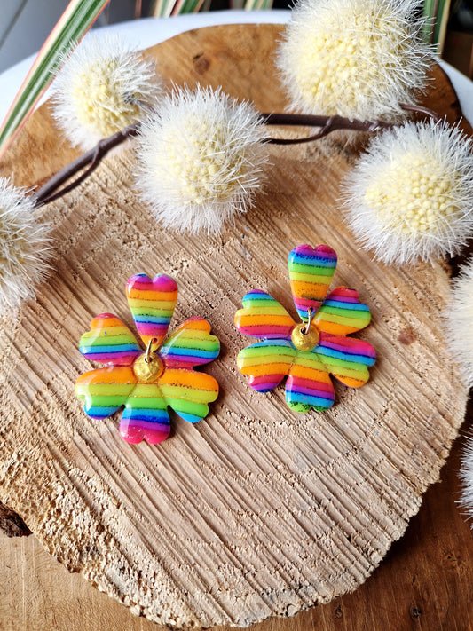 Boucles "Fleurs pétale 🌸" Rainbow 🌈